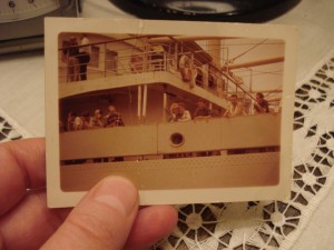 Mom on her boat to the USA